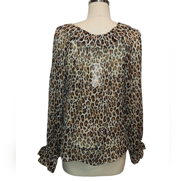 Joie Veron Silk Animal Leopard Print V-Neck Ruffle Blouse Top S - Picture 10 of 14